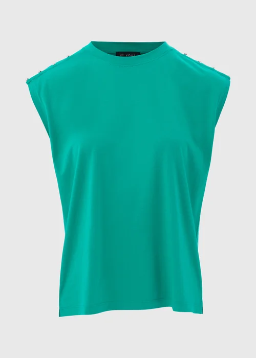 Et Vous Green Stud Detail T-Shirt - 8 Image 5