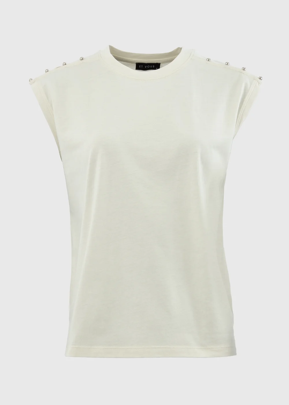 Et Vous Ivory Stud Detail T-Shirt - 8 Image 5