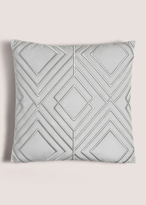 Grey 3D Diamond Embroidery Cushion Image 1