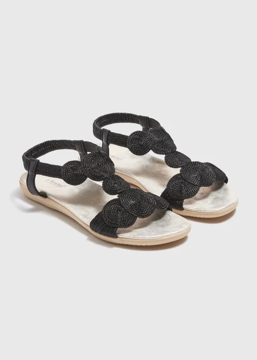 Black Plaited Sandals - Size 3 Image 1