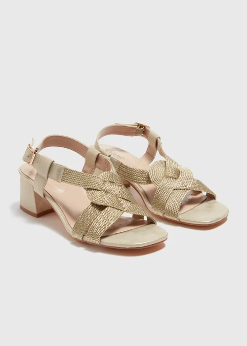 Soleflex Gold Plaited Block Heels - Size 3 Image 1