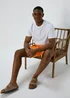 Orange Embroidered Swim Shorts - Small Image 3