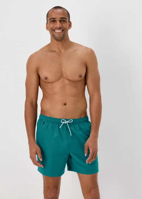 Teal Embroidered Swim Shorts - Small Image 1