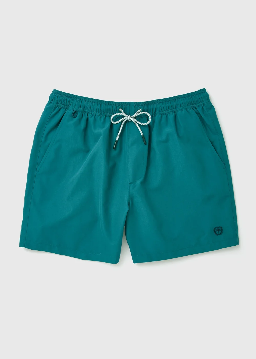 Teal Embroidered Swim Shorts - Small Image 4
