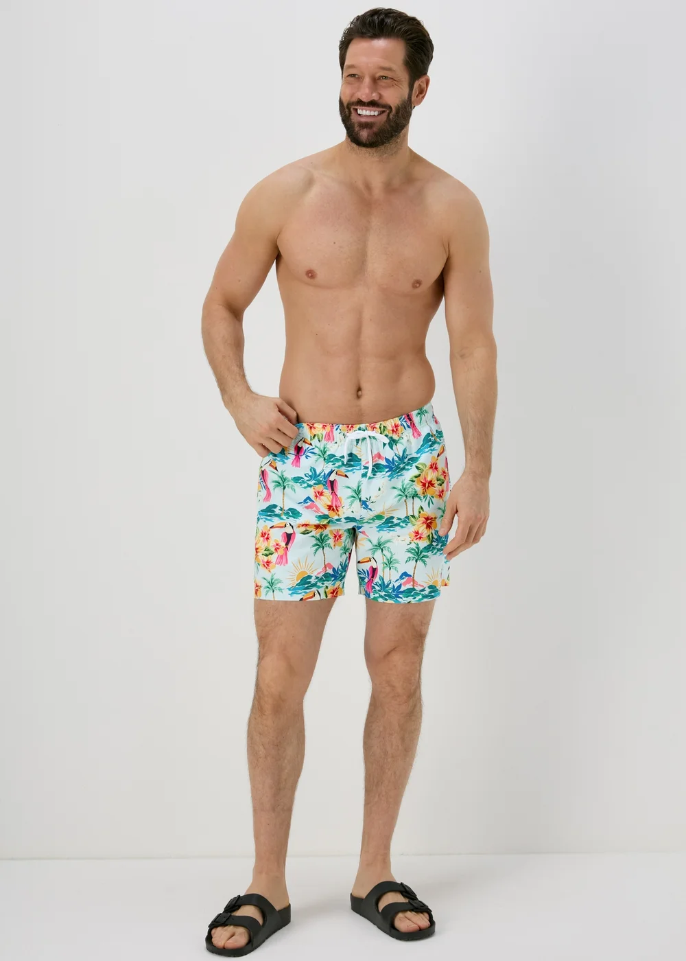 Aqua Pelican Print Swim Shorts - S Image 1