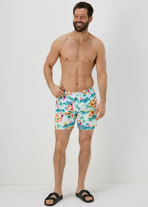 Aqua Pelican Print Swim Shorts - S Image 1