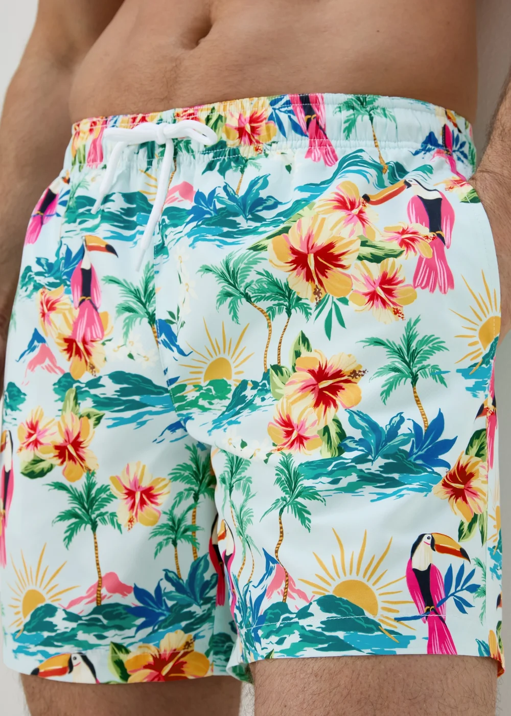 Aqua Pelican Print Swim Shorts - S Image 3