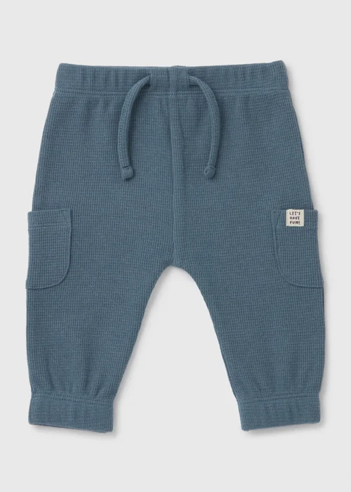 Baby Blue Ribbed Cargo Joggers (Newborn-23mths) - 9-12 months Image 1