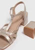 Soleflex Gold Strappy Block Heels - Size 3 Image 2