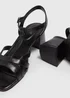 Soleflex Black Strappy Block Heels - Size 3 Image 2