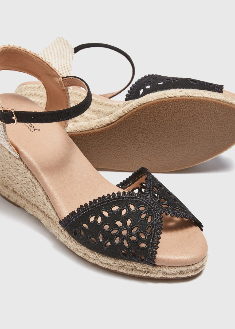 Black Lace Espadrille Sandals - Size 3 Image 2