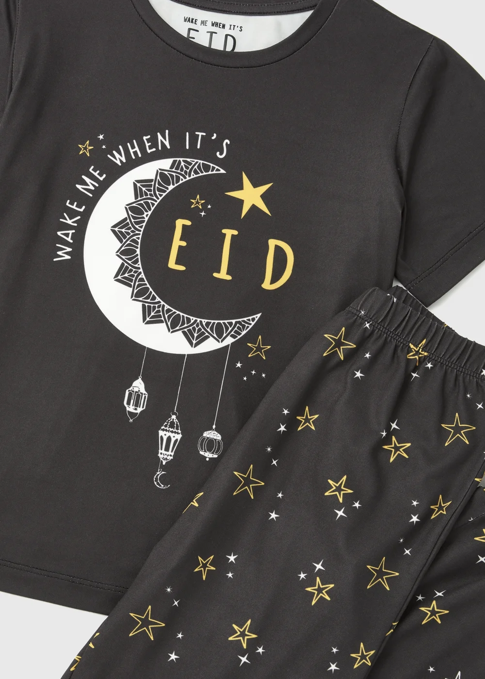 Kids Black Wake Me When It's Eid Pyjama Set (18mths-13yrs) - Age 18 - 23 Months Image 2