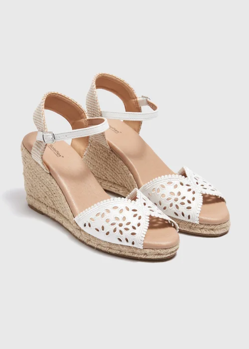 White Lace Espadrille Sandals - Size 3 Image 1
