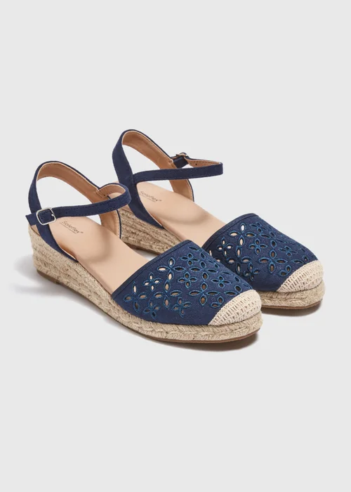 Navy Closed Toe Espadrille Sandals - Size 3 Image 1