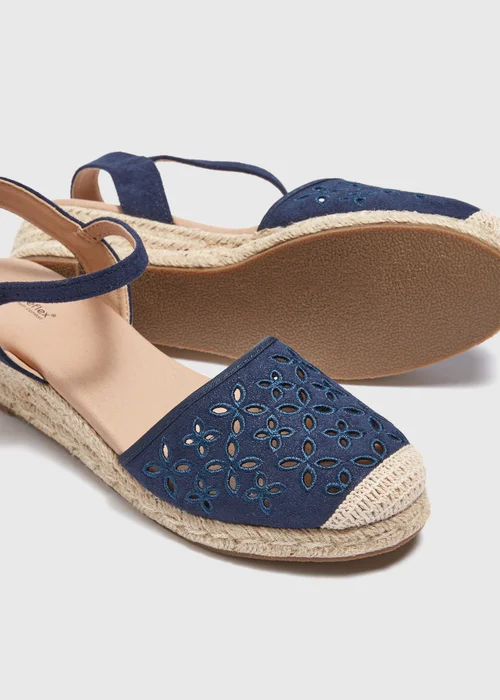 Navy Closed Toe Espadrille Sandals - Size 3 Image 2