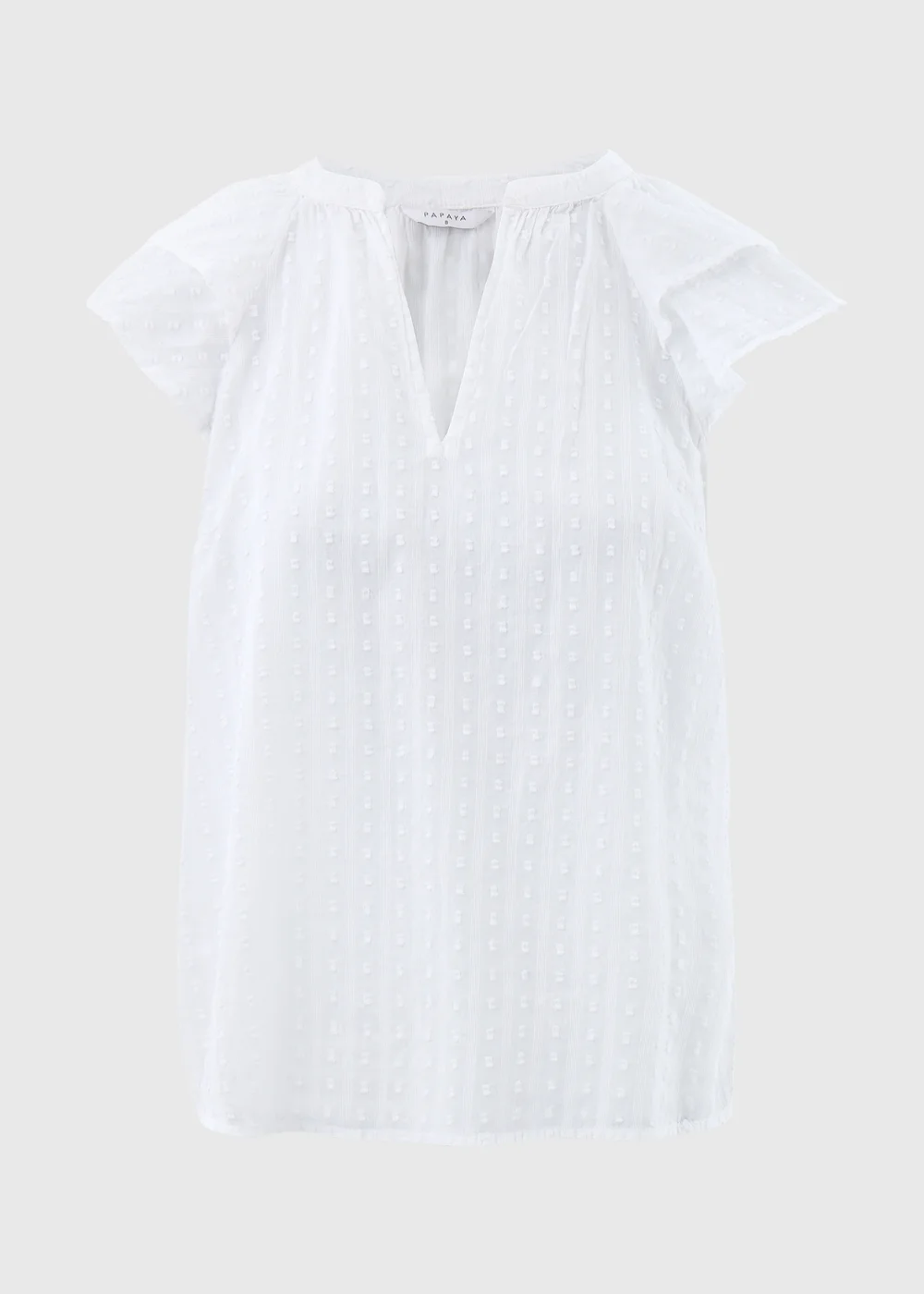 White Ruffle Sleeve Dobby Top - 8 Image 5