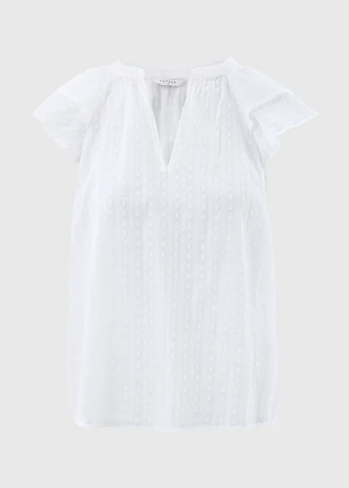 White Ruffle Sleeve Dobby Top - 8 Image 5