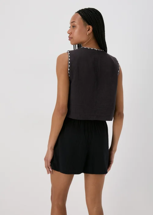 Black Embroidered Co Ord Waistcoat - 8 Image 2