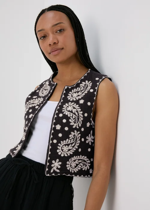 Black Embroidered Co Ord Waistcoat - 8 Image 1