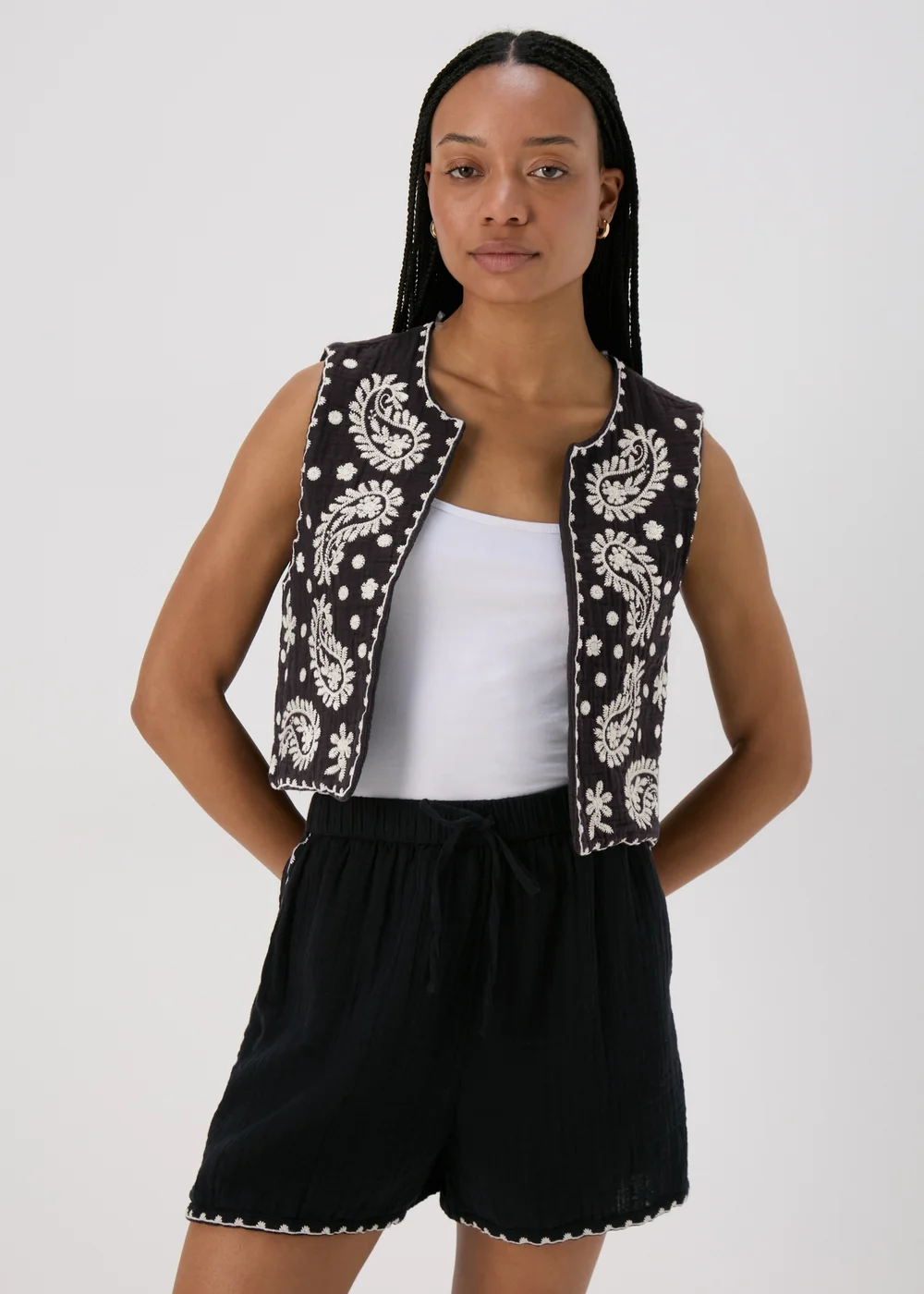 Black Embroidered Co Ord Waistcoat - 8 Image 3