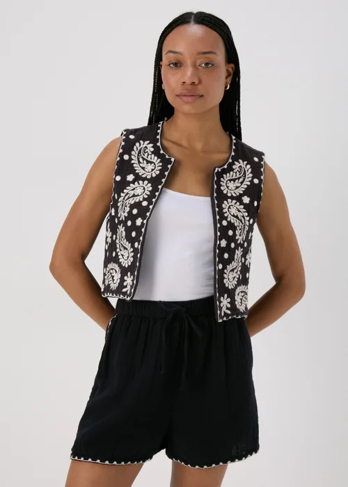 Black Embroidered Co Ord Waistcoat - 8 Image 3