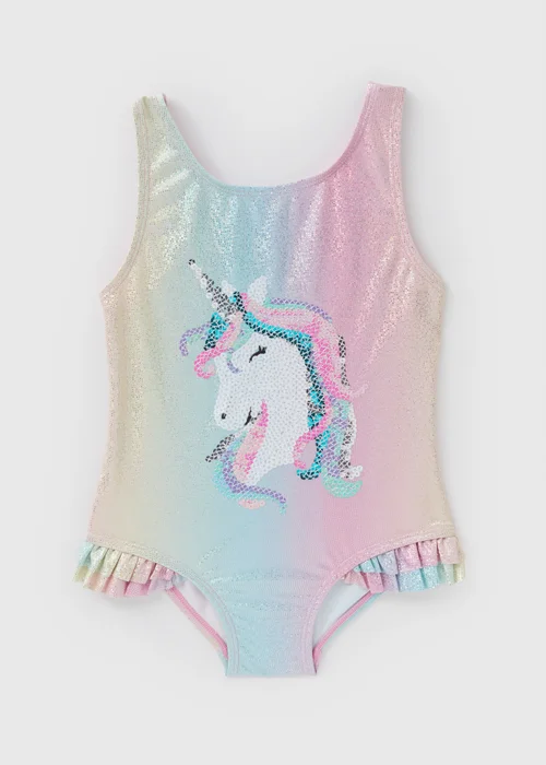 Girls Pink Unicorn Swimsuit (1-7yrs) - 1 to 1 half years Image 1