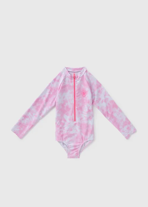 Girls Pink Tie Dye Swimsuit (1-7yrs) - 1 to 1 half years Image 1
