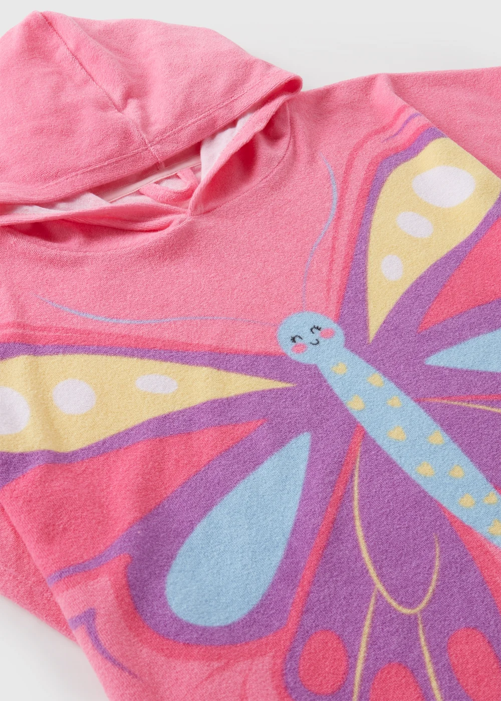 Girls Pink Butterfly Poncho (S-L) - Medium/Large Image 2