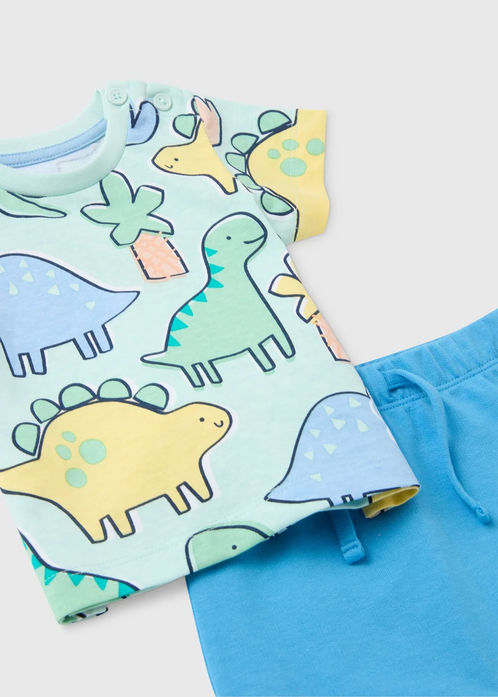 Baby Blue Dino Print T-Shirt & Shorts Set (Newborn-23mths) - 0-3 months Image 2