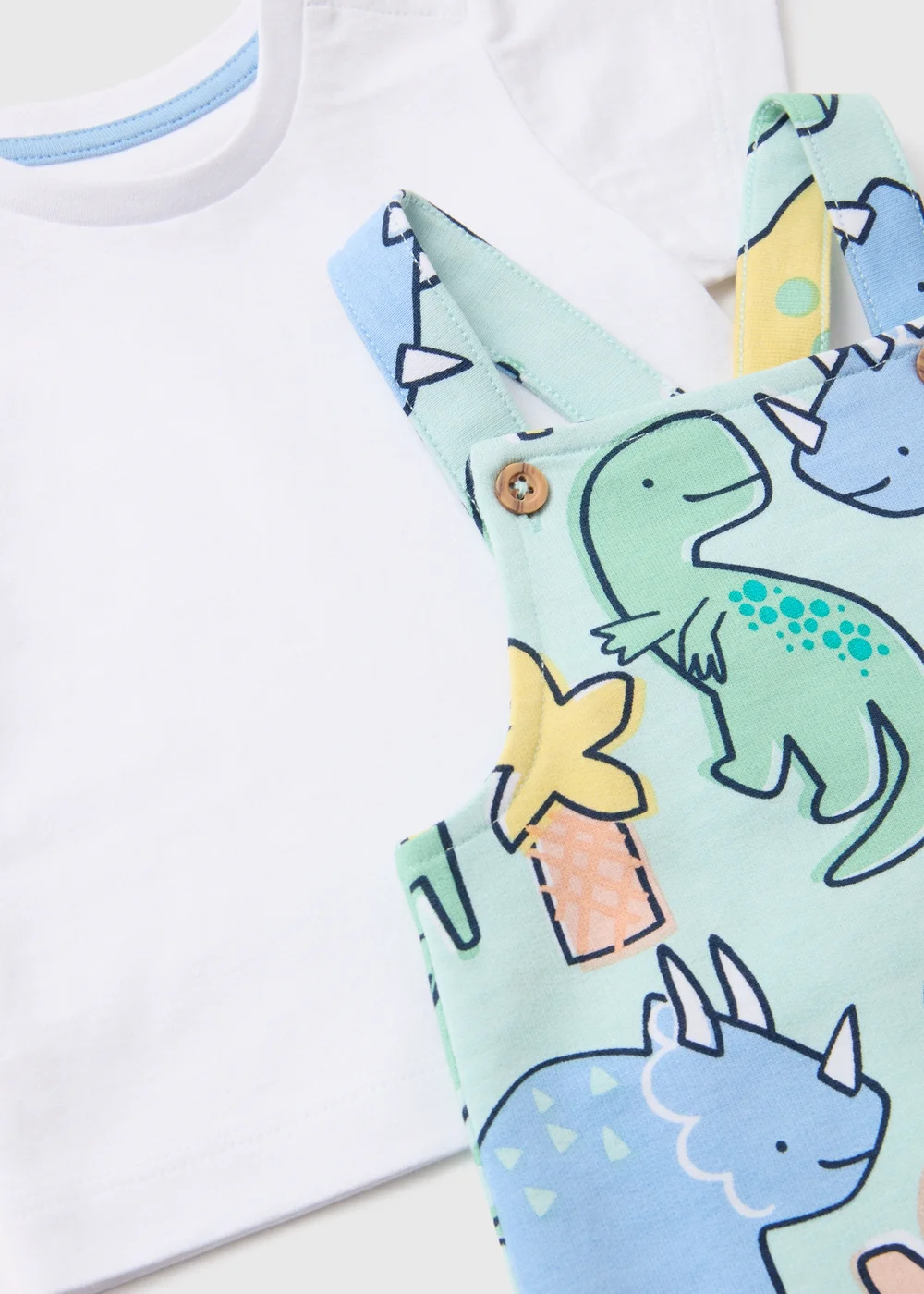 Boys Multicolour Dino Dungaree & T-Shirt Set (Newborn-23mths) - 0-3 months Image 2