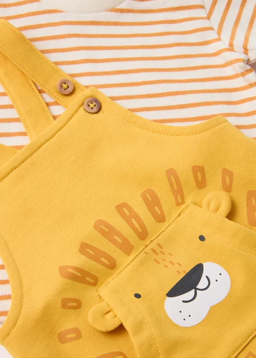 Boys Yellow Lion Dungaree Set (Newborn-23mths) - 0-3 months Image 2
