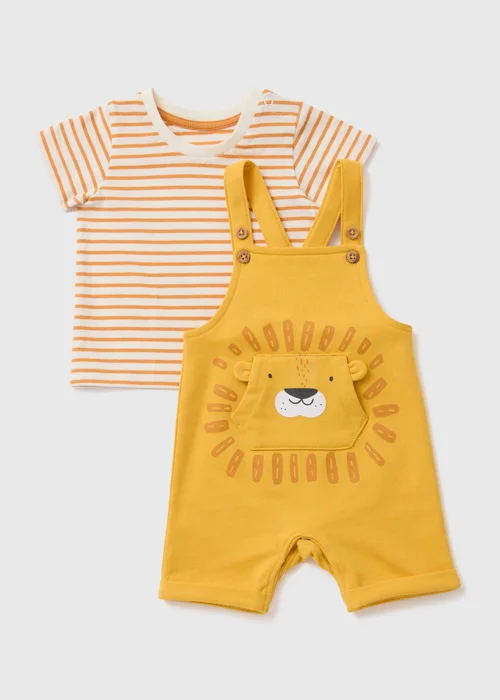 Boys Yellow Lion Dungaree Set (Newborn-23mths) - 0-3 months Image 1