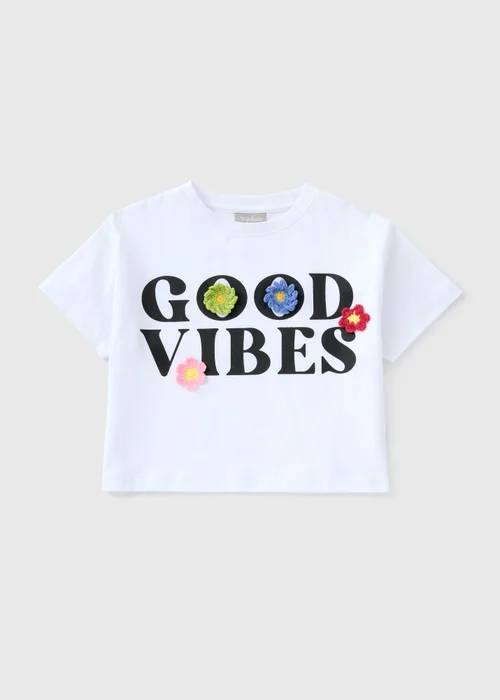 Girls Whites Good Vibes T-Shirt (7-13yrs) - Age 7 Years Image 1