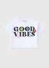 Girls Whites Good Vibes T-Shirt (7-13yrs) - Age 7 Years Image 1