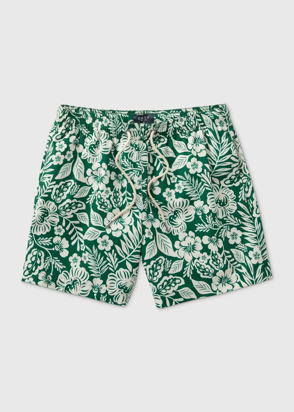 Khaki Floral Leaf Swim Shorts - Small Image 4