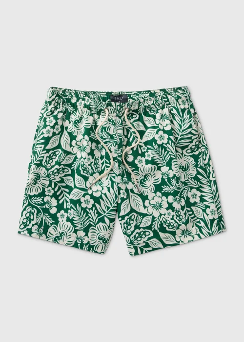 Khaki Floral Leaf Swim Shorts - Small Image 4