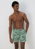 Khaki Floral Leaf Swim Shorts - Small Image 1