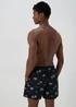 Black Palm Print Swim Shorts - Small Image 2
