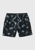 Black Palm Print Swim Shorts - Small Image 4