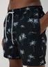 Black Palm Print Swim Shorts - Small Image 3
