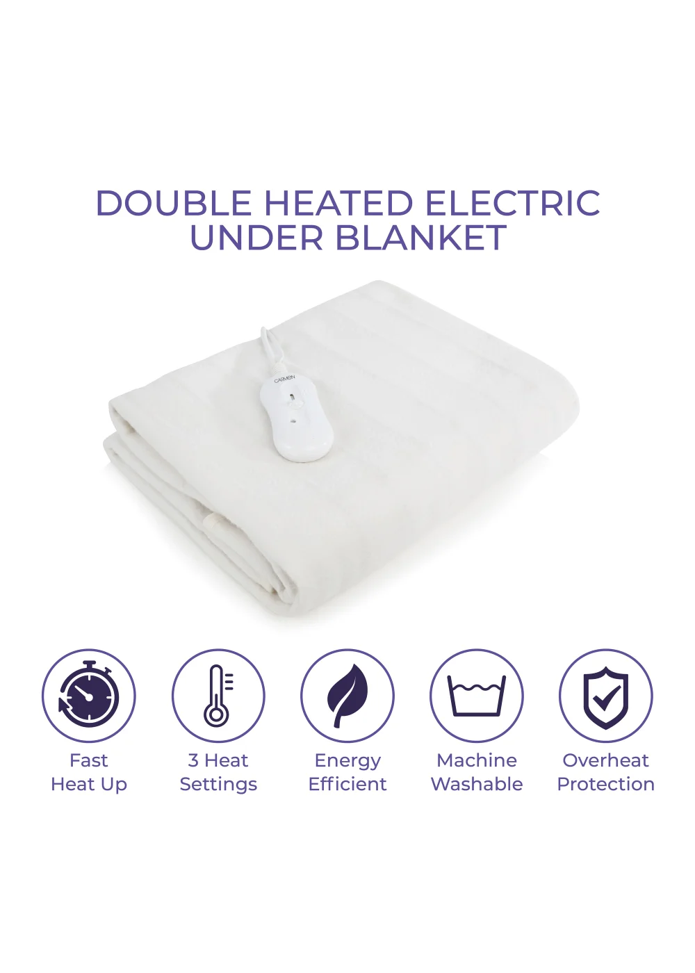 Double Heated Under Blanket with Overheat Protection White - One Size Image 3