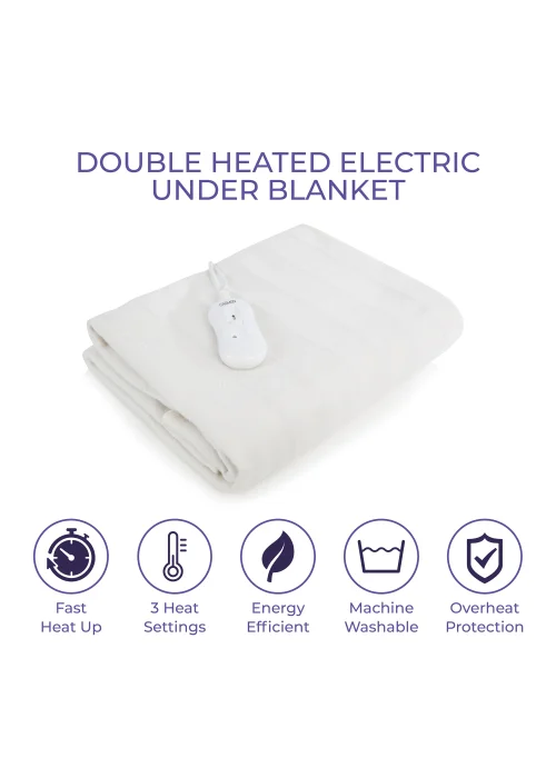 Double Heated Under Blanket with Overheat Protection White - One Size Image 3