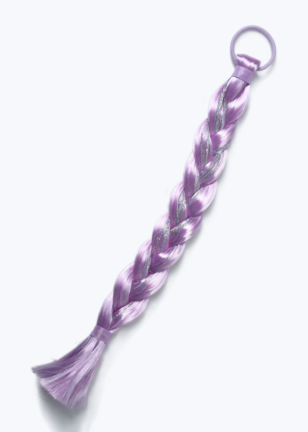 Kids Lilac Purple Tinsel Faux Hair Plait - One Size Image 1
