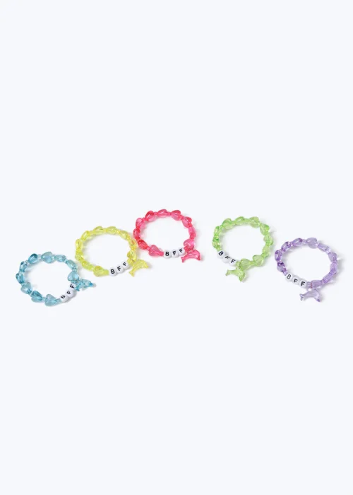 Kids 5 Pack Multicoloured BFF Bracelets - One Size Image 2