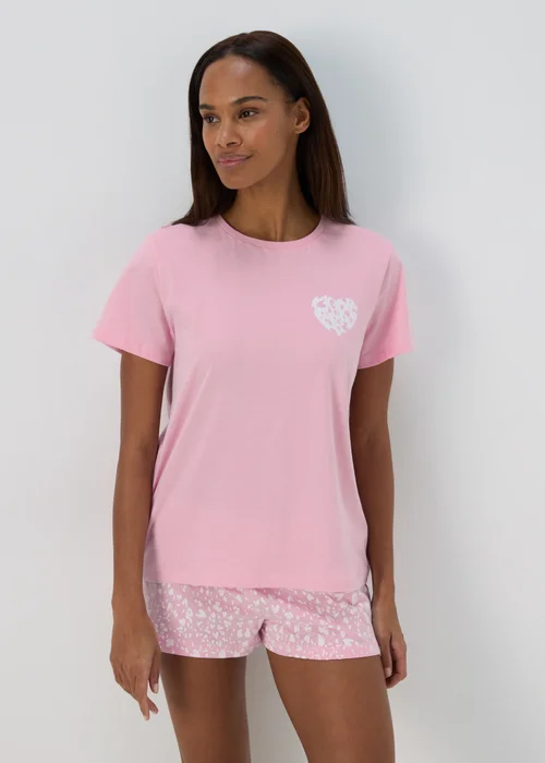 Pink Animal Print Shorts & T-Shirt Set - Extra small Image 1