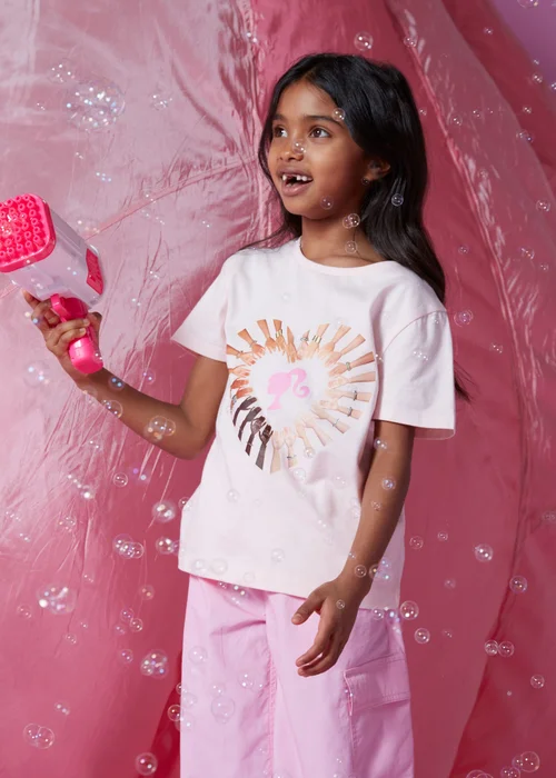 Barbie Kids Pink Hands Print T-Shirt - 4 Yrs Image 3
