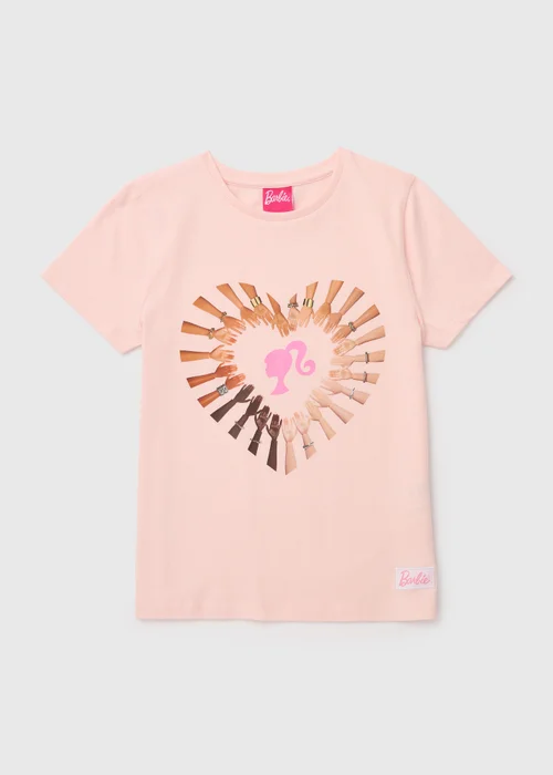 Barbie Kids Pink Hands Print T-Shirt - 4 Yrs Image 1