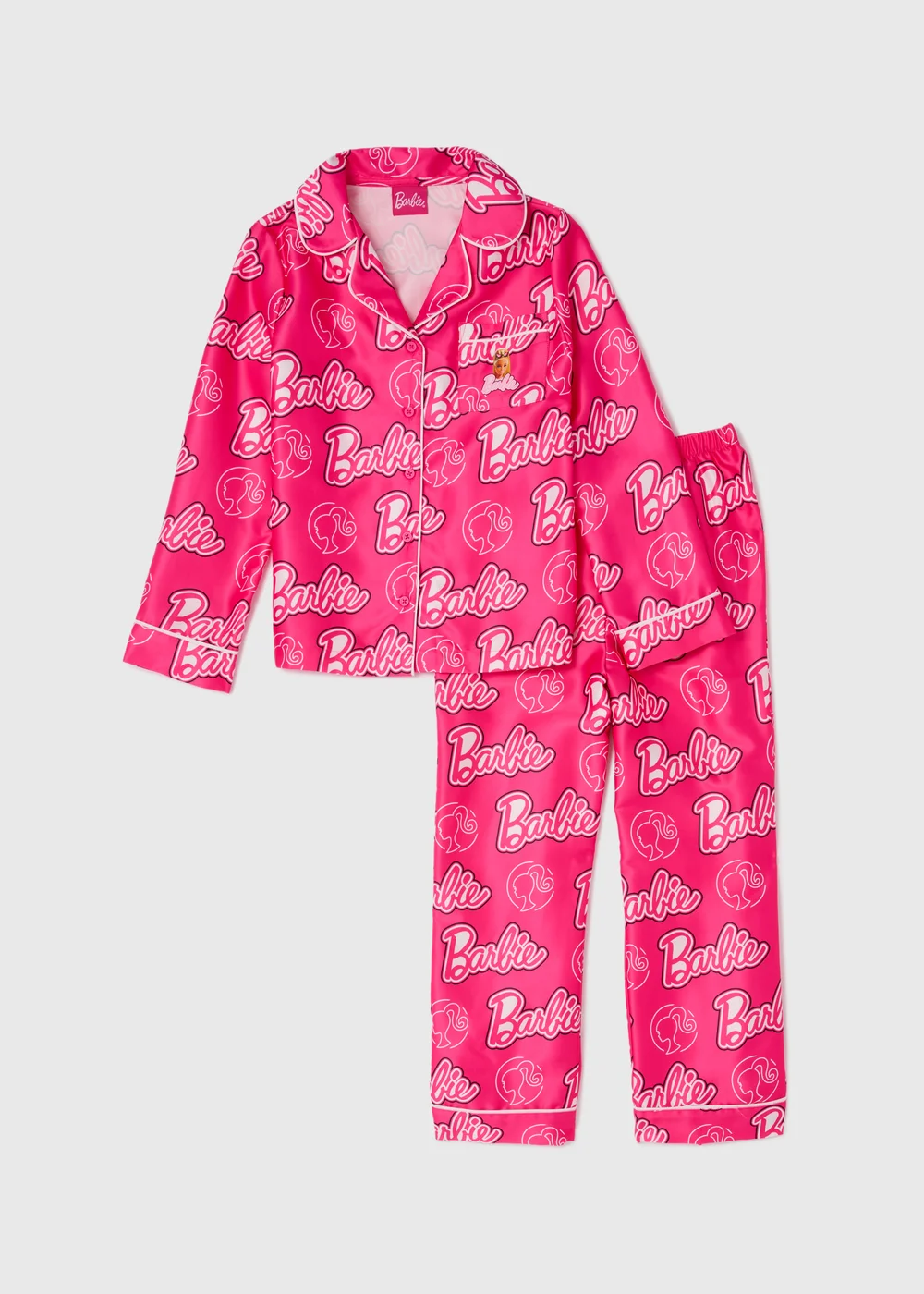 Girls Pink Barbie Satin Pyjama Set (4-12yrs) - Age 4 Years Image 1