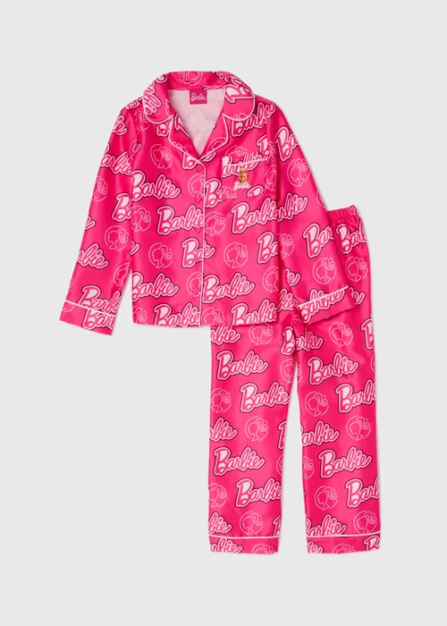 Girls Pink Barbie Satin Pyjama Set (4-12yrs) - Age 4 Years Image 1