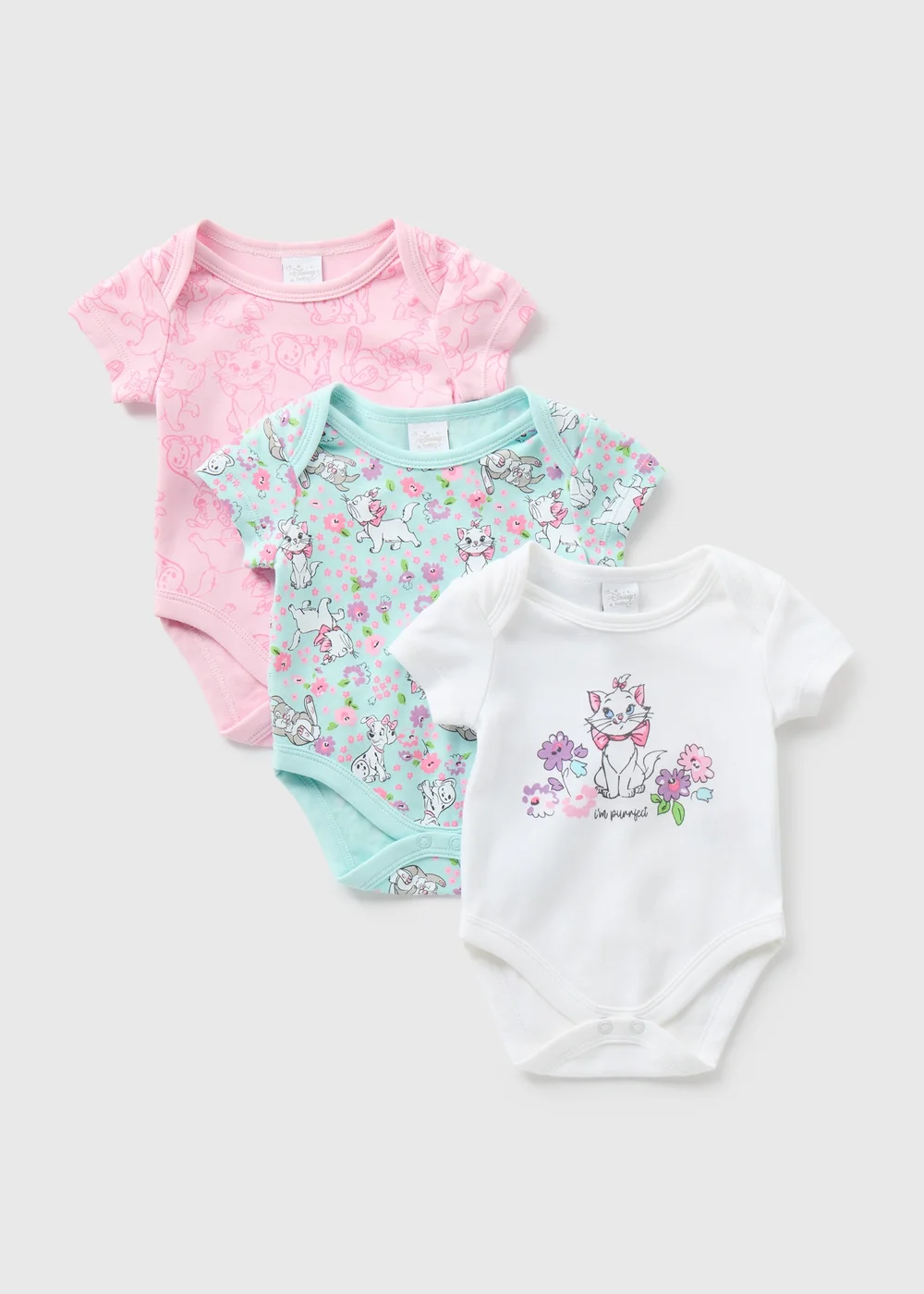 Disney Baby 3 Pack Pink Marie Bodysuits (Tiny Baby-18mths) - 0-3 months Image 1